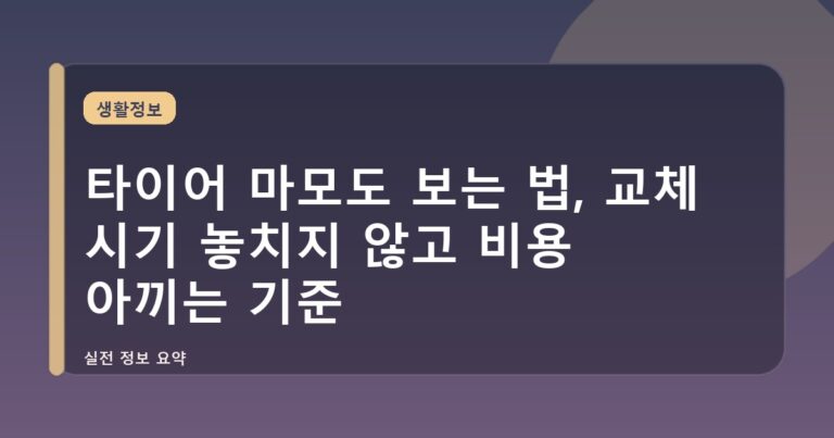 타이어 마모도 보는 법, 교체 시기 놓치지 않고 비용 아끼는 기준
