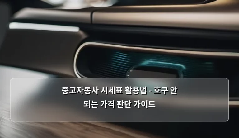 중고자동차 시세표 활용법 – 호구 안 되는 가격 판단 가이드