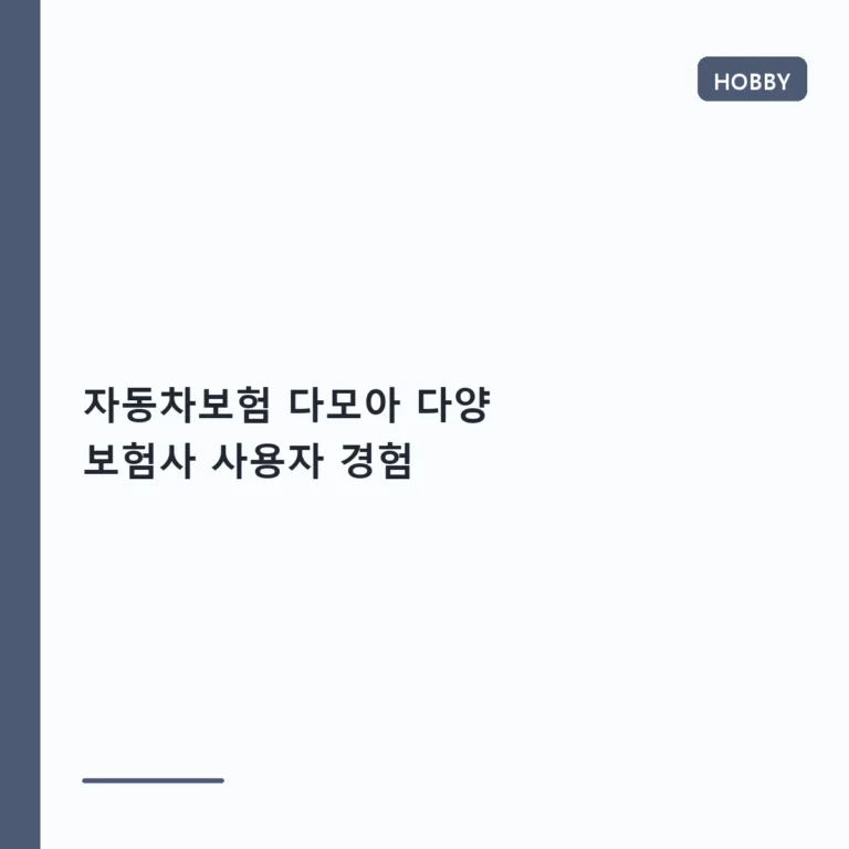 자동차보험 다모아 활용법과 다양 보험사 사용자 경험 비교